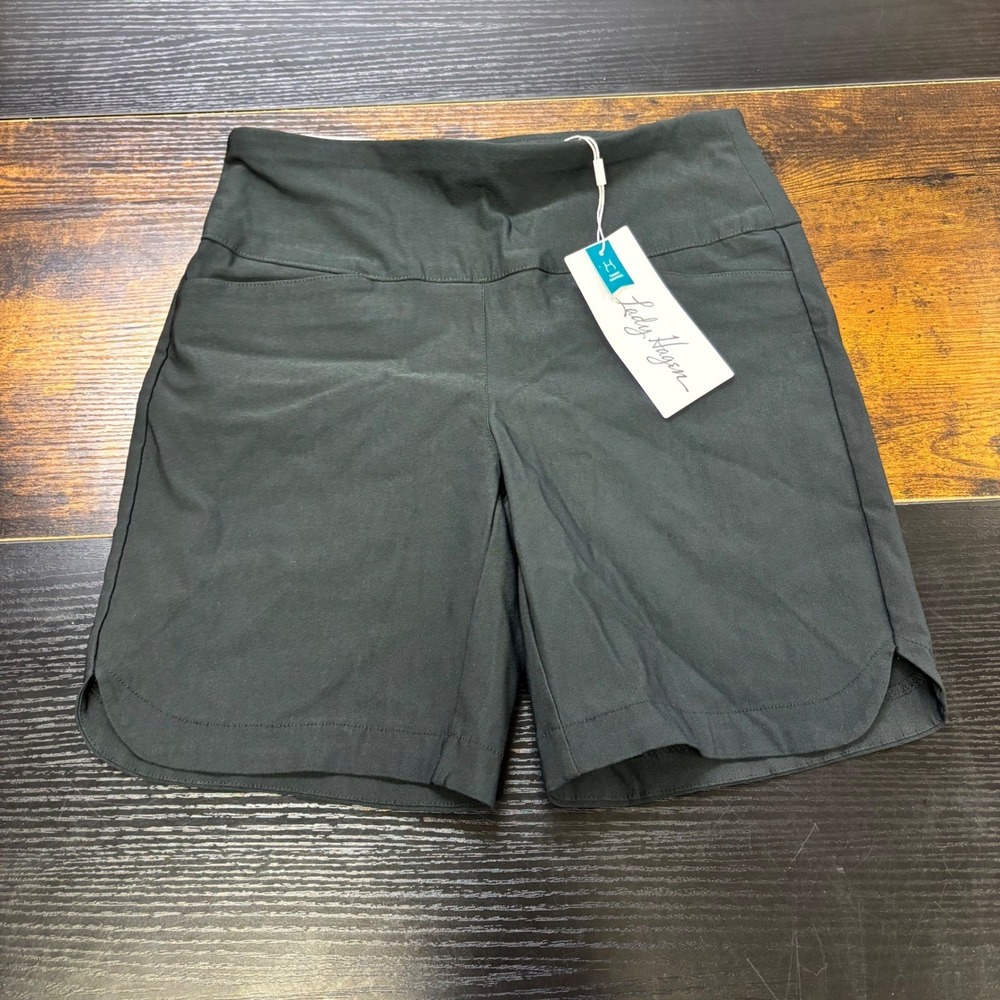 NWT‎ Lady Hagen Womens Tummy Control 7 Inch Golf Shorts Black Pull On Small